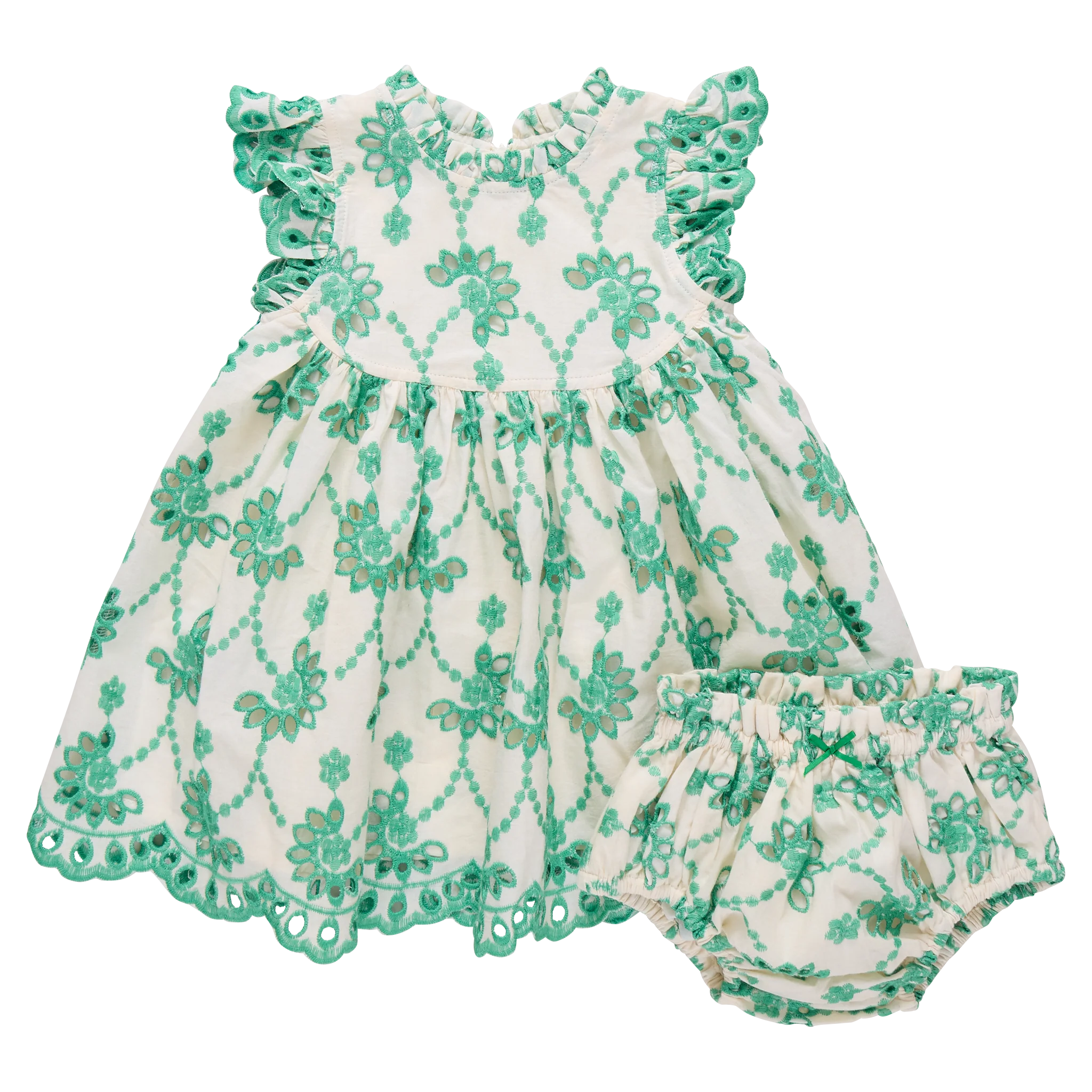 Kelly Green Eyelet Baby Girls Cynthia Dress Set