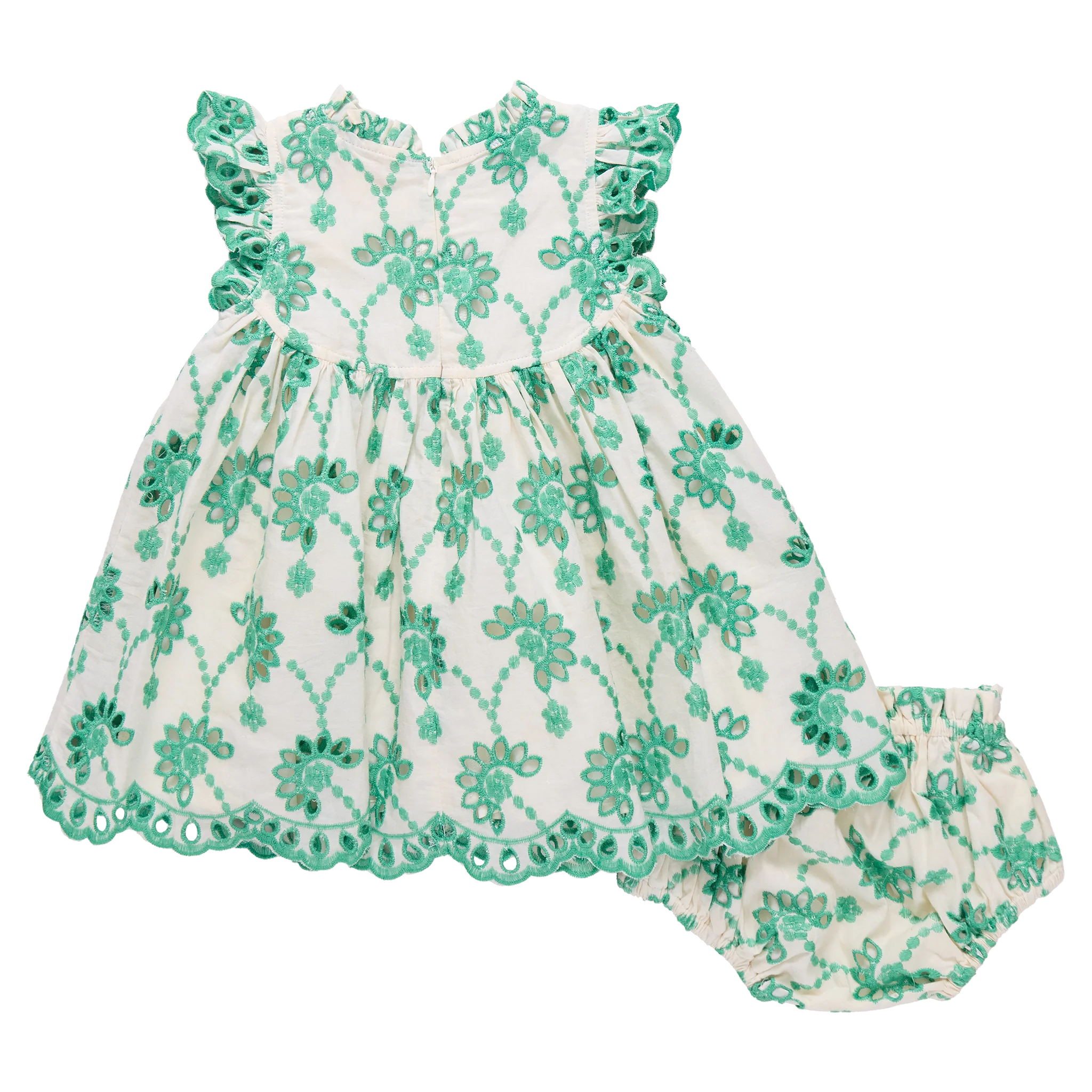 Kelly Green Eyelet Baby Girls Cynthia Dress Set - Image 2