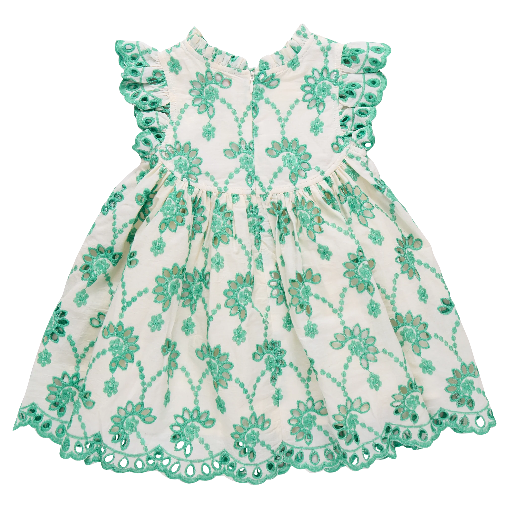 Kelly Green Eyelet Girls Cynthia Dress - Image 2