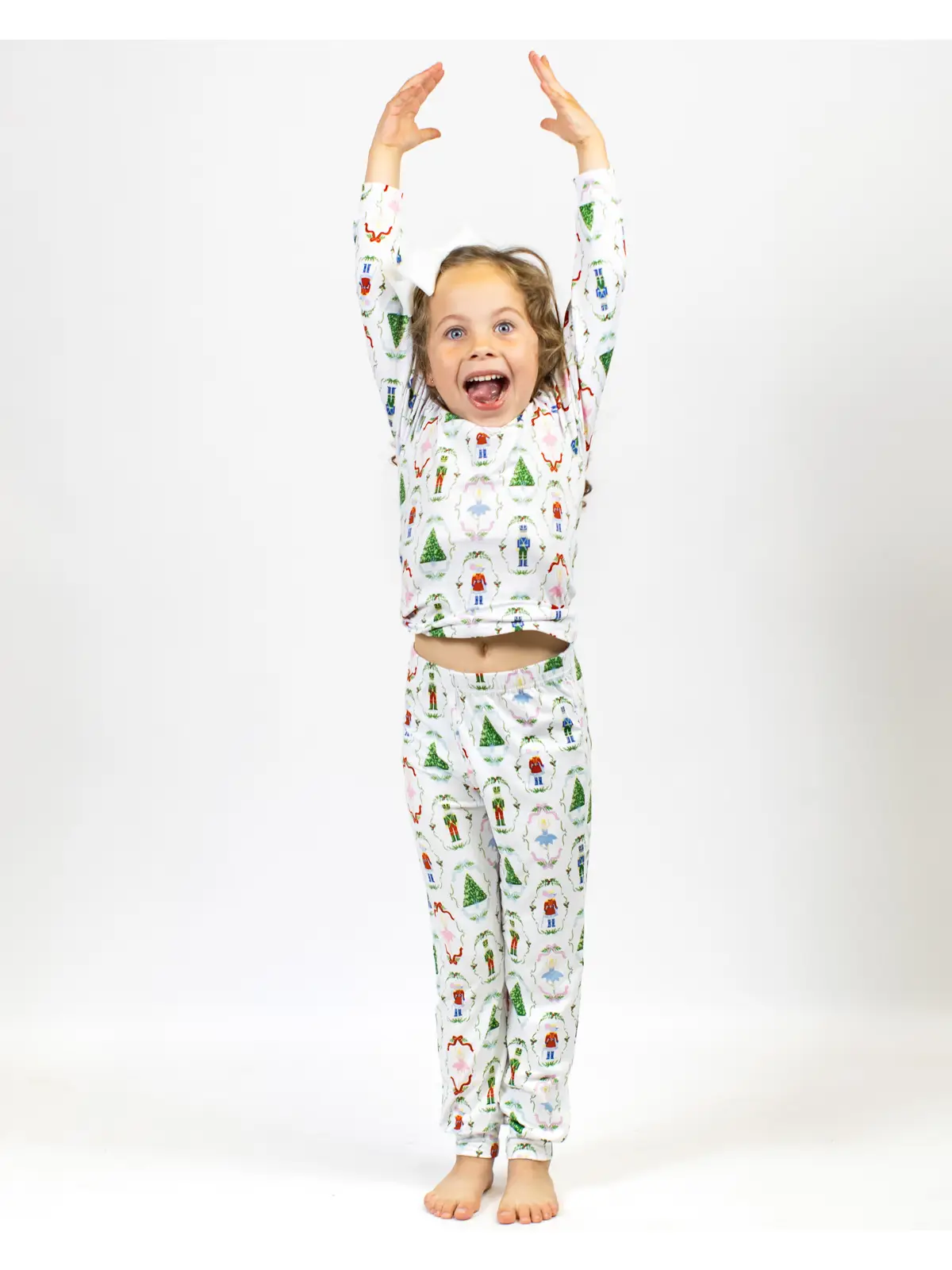 Kid's Nutcracker Waltz Long Sleeve Pajamas White/Multi