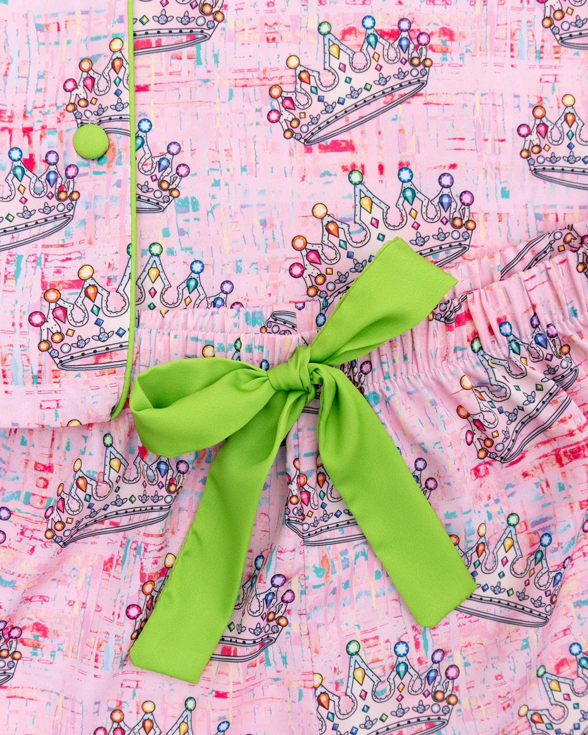 Kids Silky Crown Jewels Short Sleeve Short Set - Image 2
