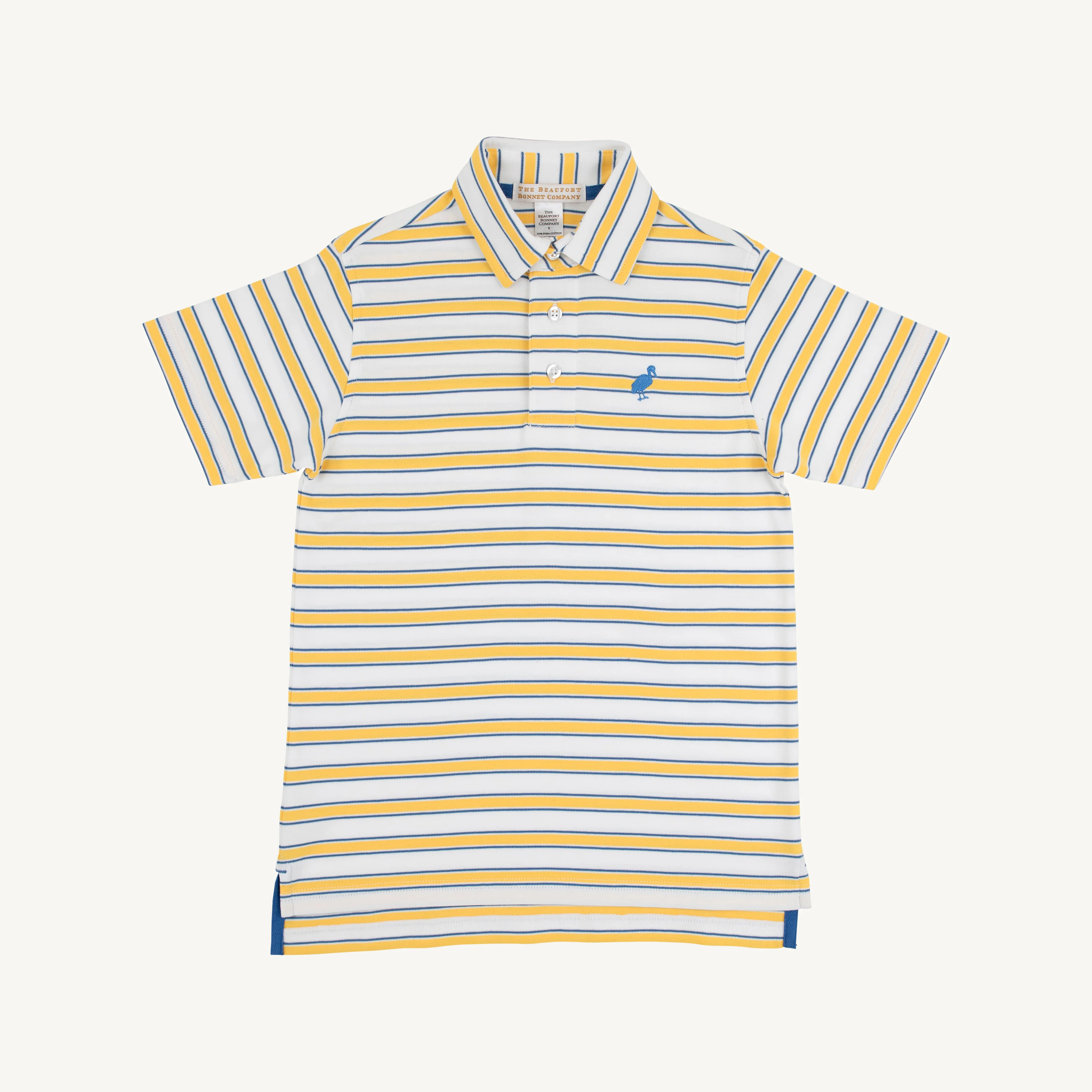 Lake Claire Lines/Wood Boat Blue Prim and Proper Polo