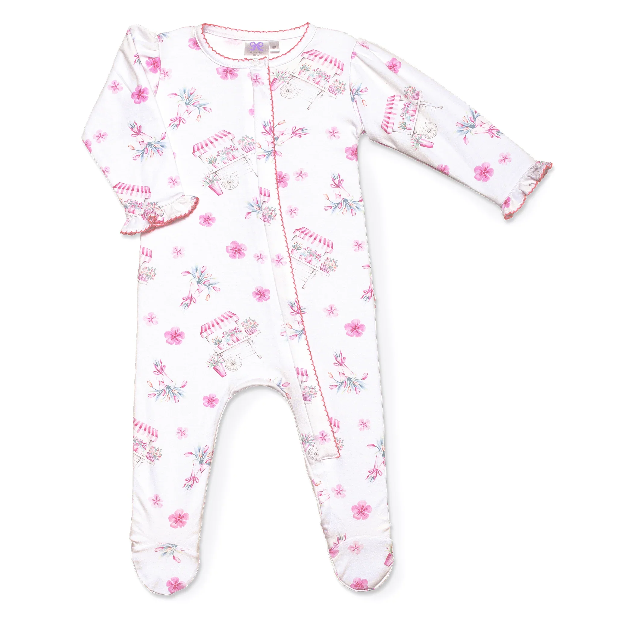 Lavender Bow - Flower Cart RUFFLE Footie