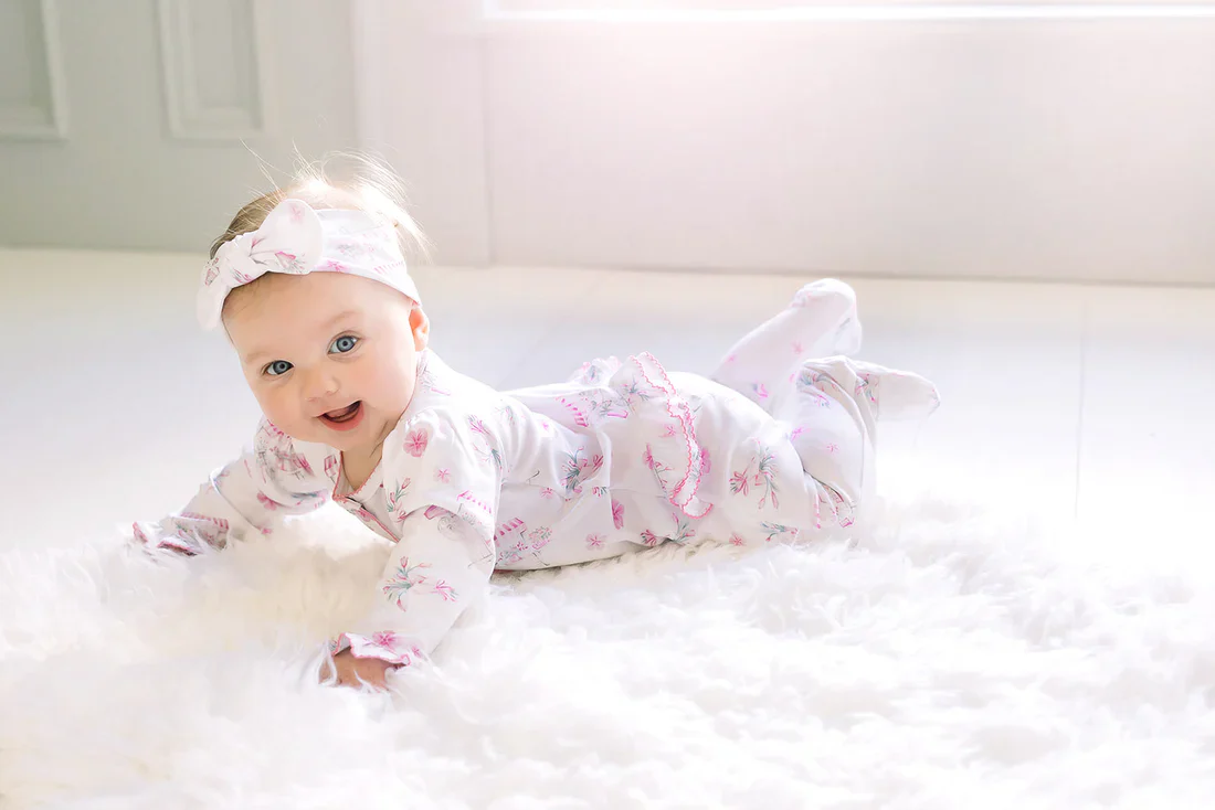 Lavender Bow - Flower Cart RUFFLE Footie - Image 3