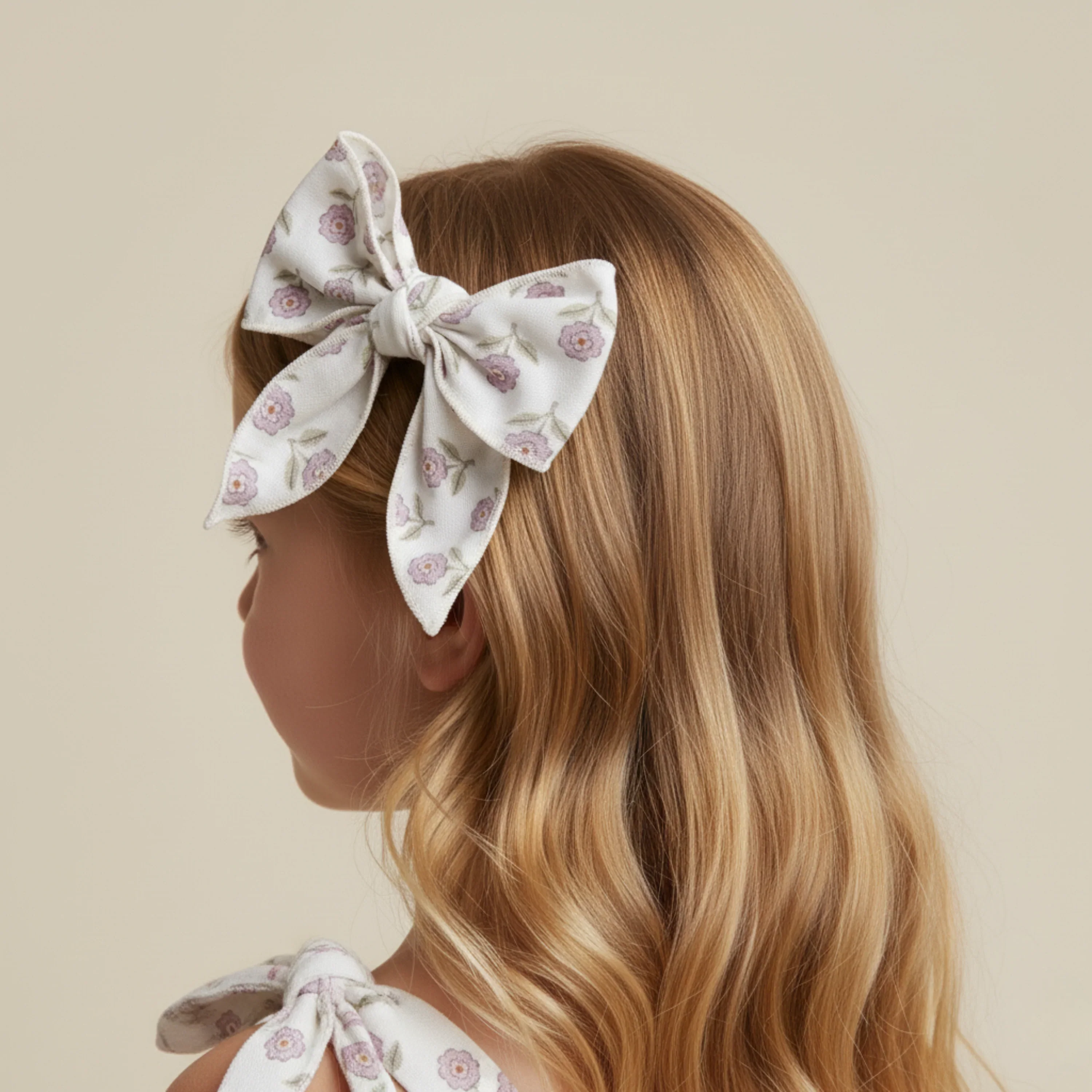 Lavender Organic Hair Bow Clip - Image 2