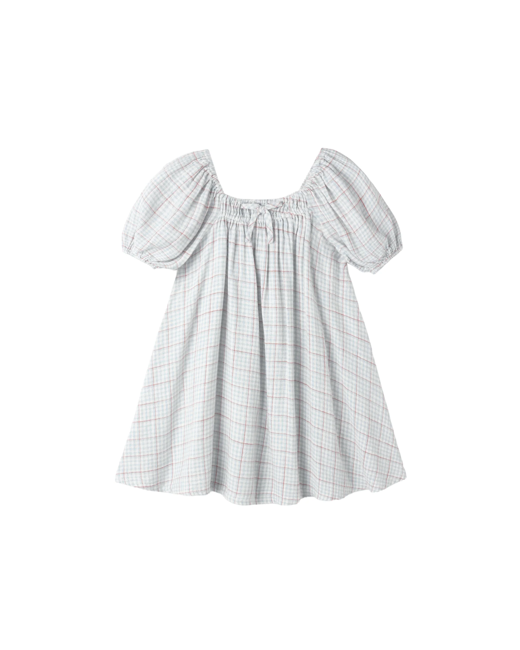 Light Blue Plaid Sabrina Mini Dress