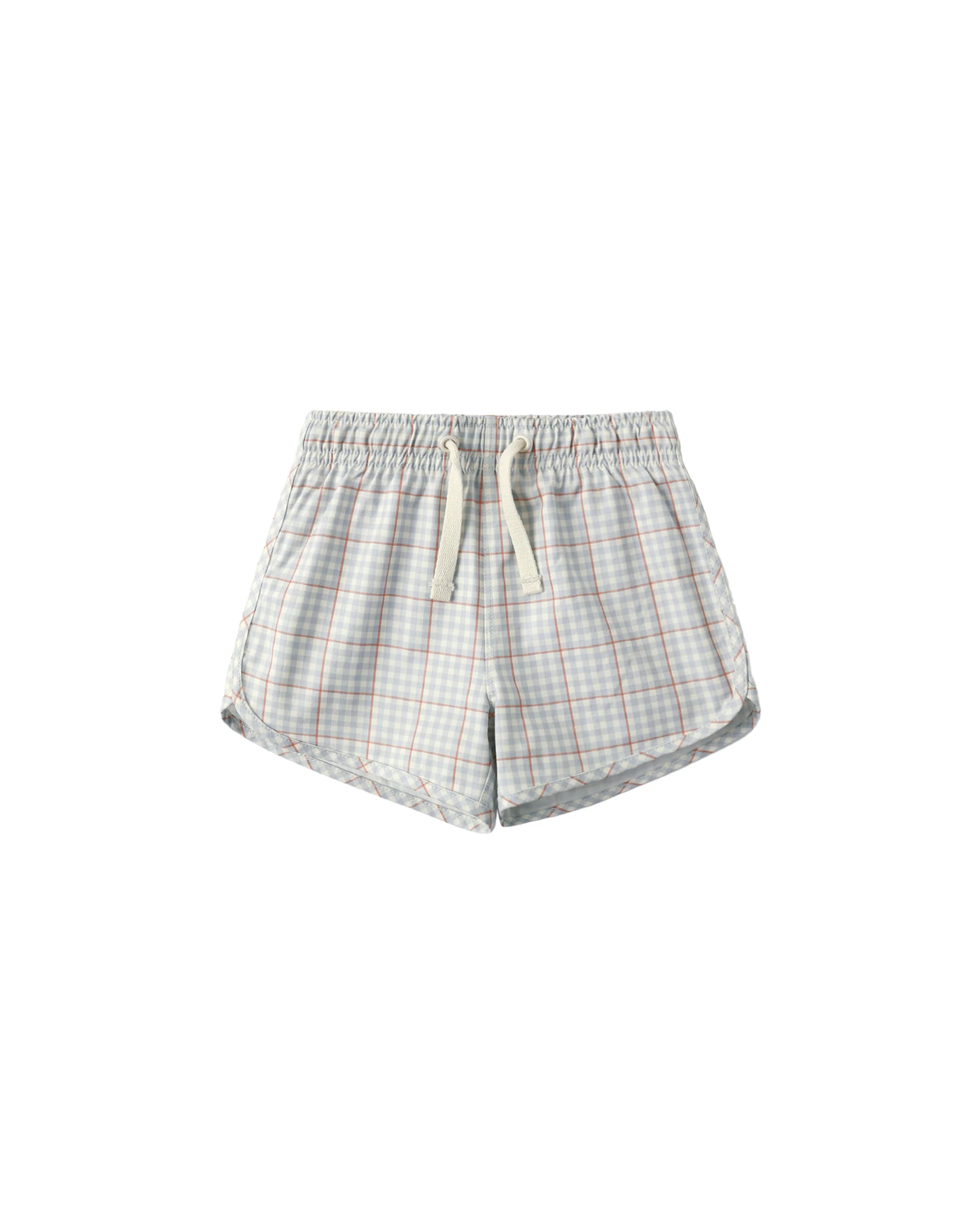 Light Blue Plaid Swim Trunk