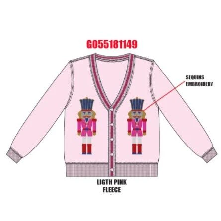 Light Pink Sequin Nutcrackers Cardigan