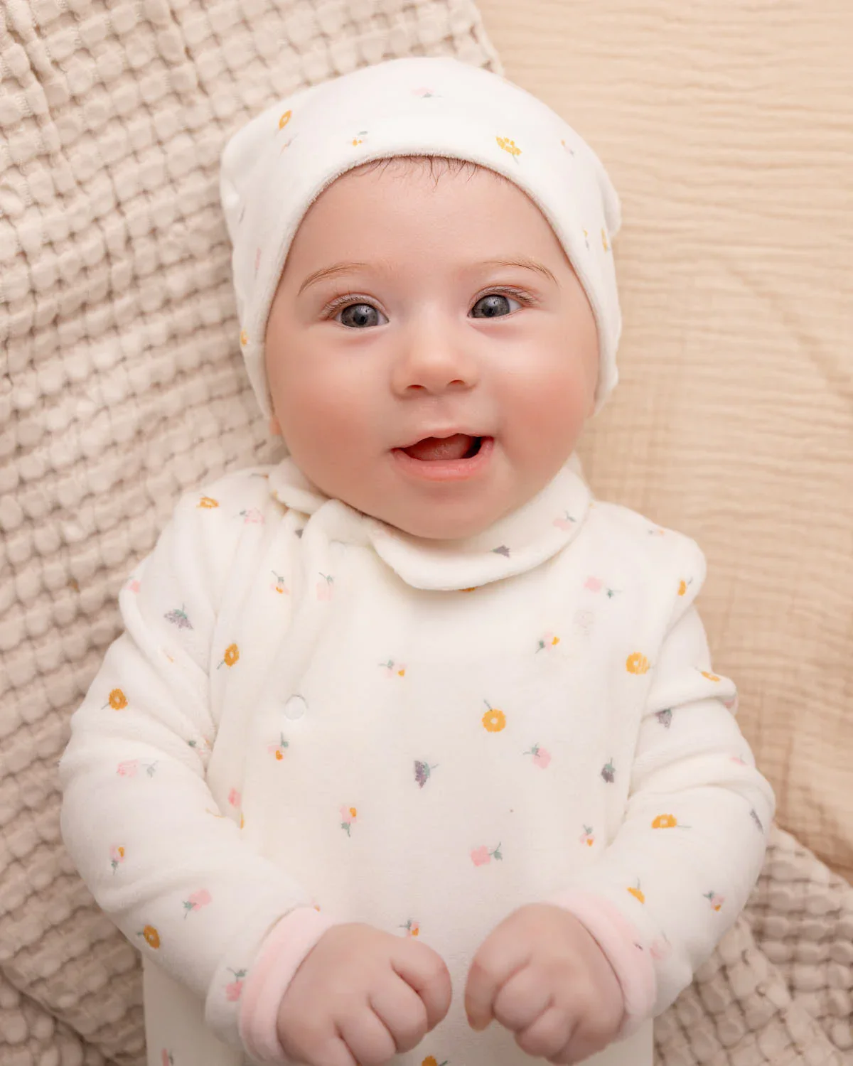 Lily Of The Valley Velour Footie & Hat Set - Image 2