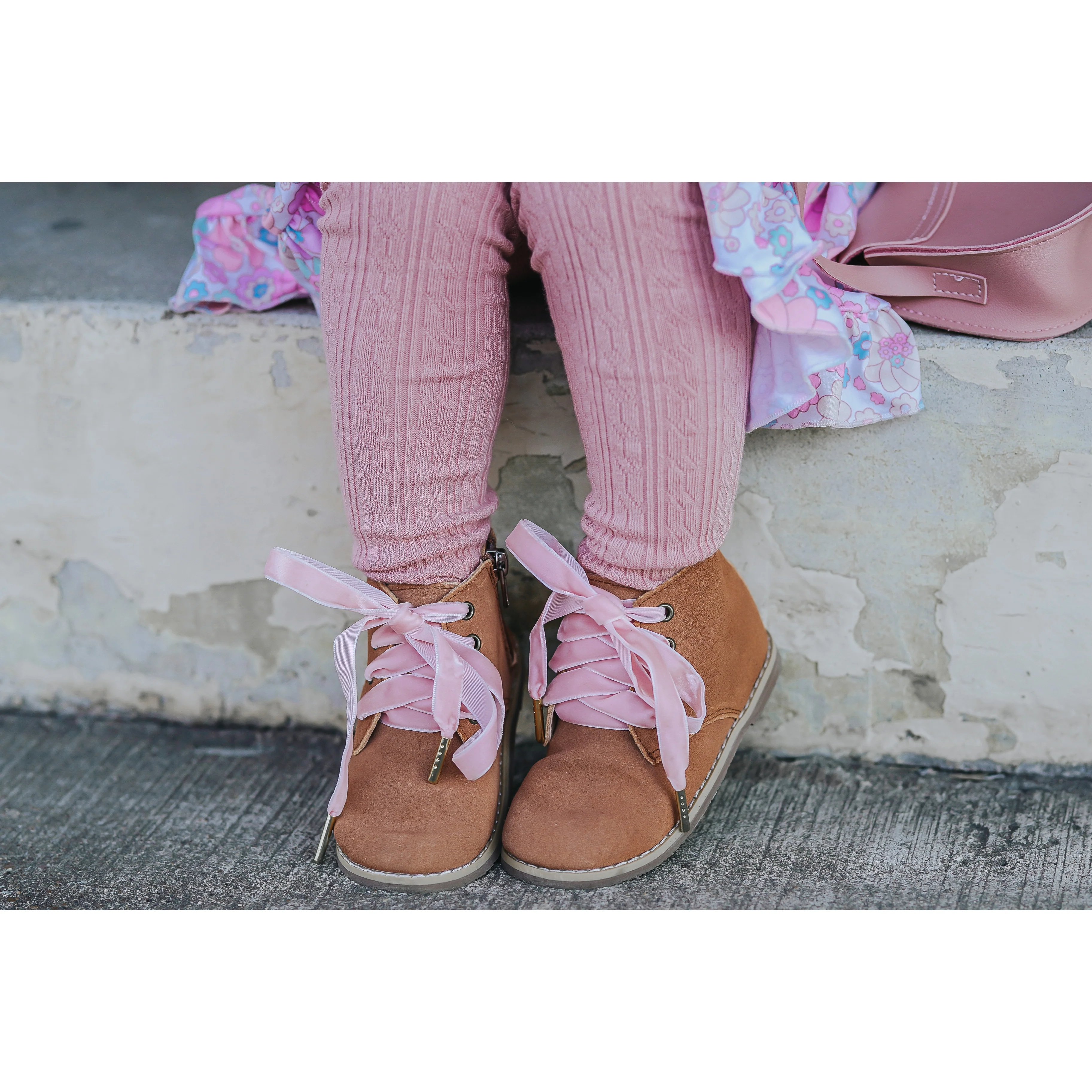 Little Stocking Co. - Blush Cable Knit Tights - Image 2
