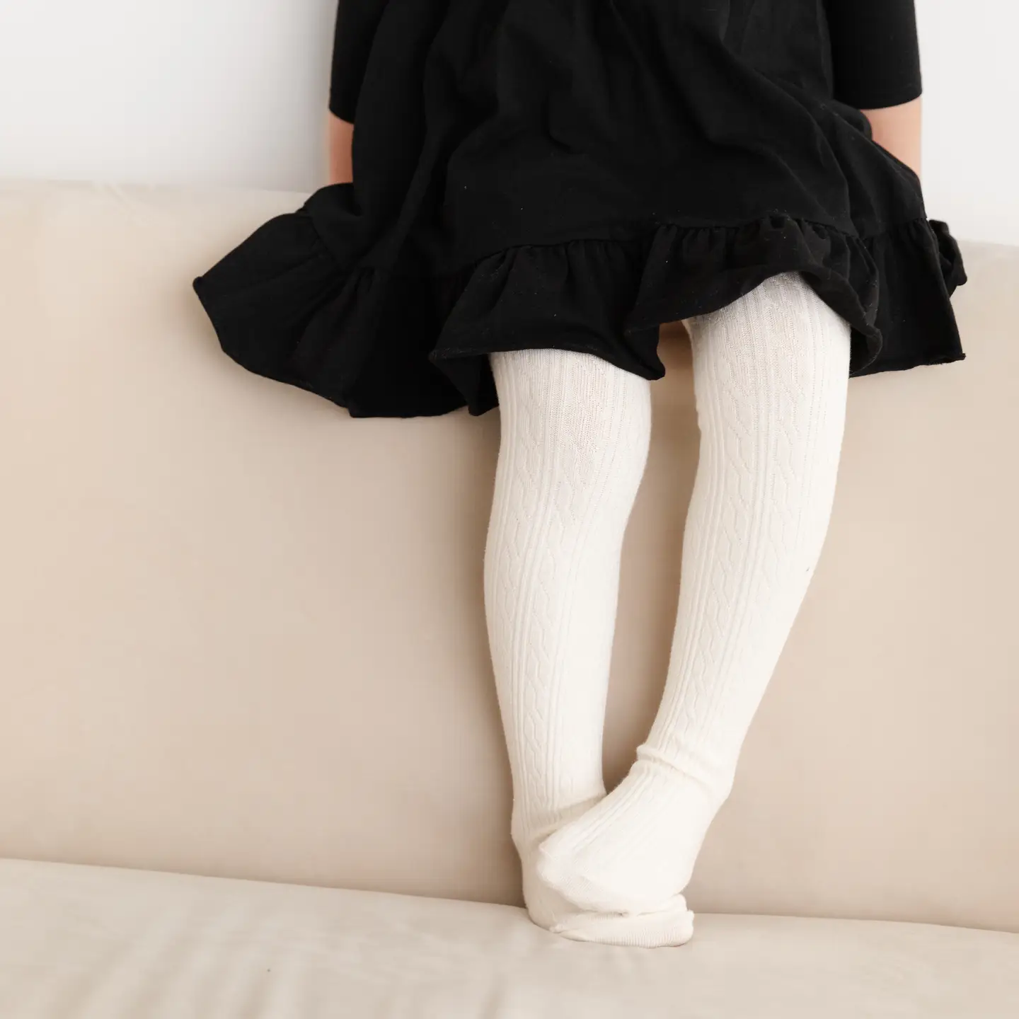 Little Stocking Co. - Ivory Cable Knit Tights - Image 2