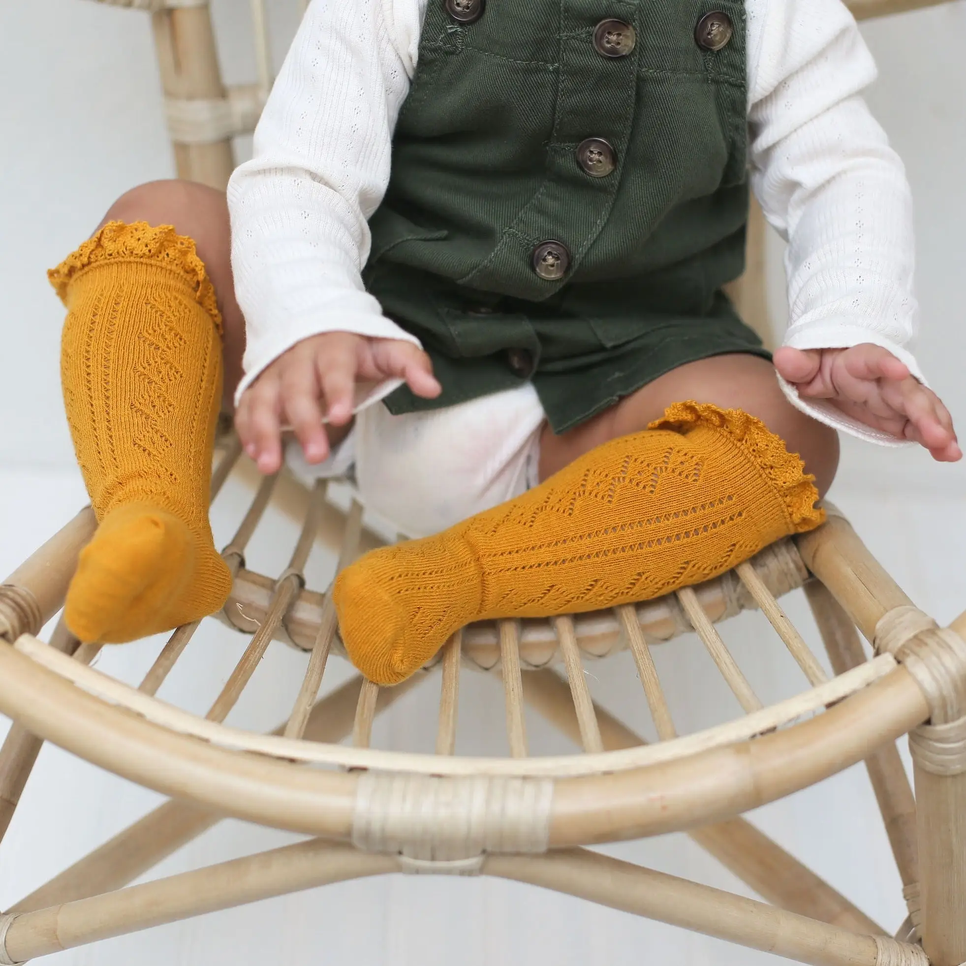Little Stocking Co. - Marigold Fancy Lace Top Knee High Socks - Image 2