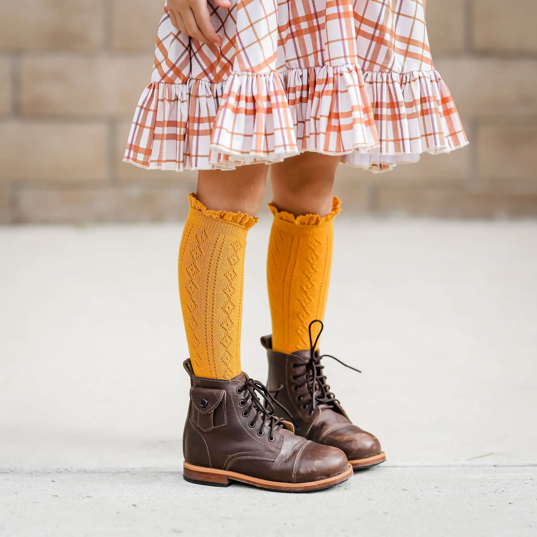 Little Stocking Co. - Marigold Fancy Lace Top Knee High Socks - Image 3