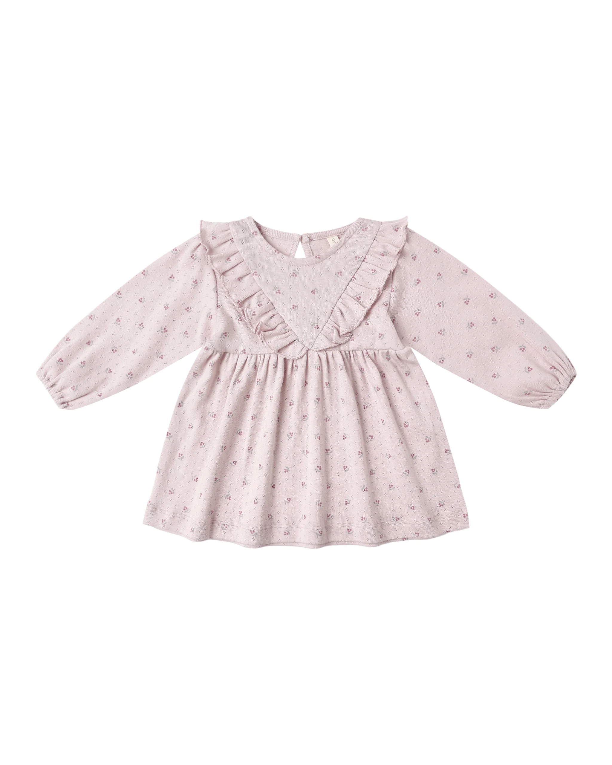 Lilac Ditsy Long Sleeve Ruffle V Dress