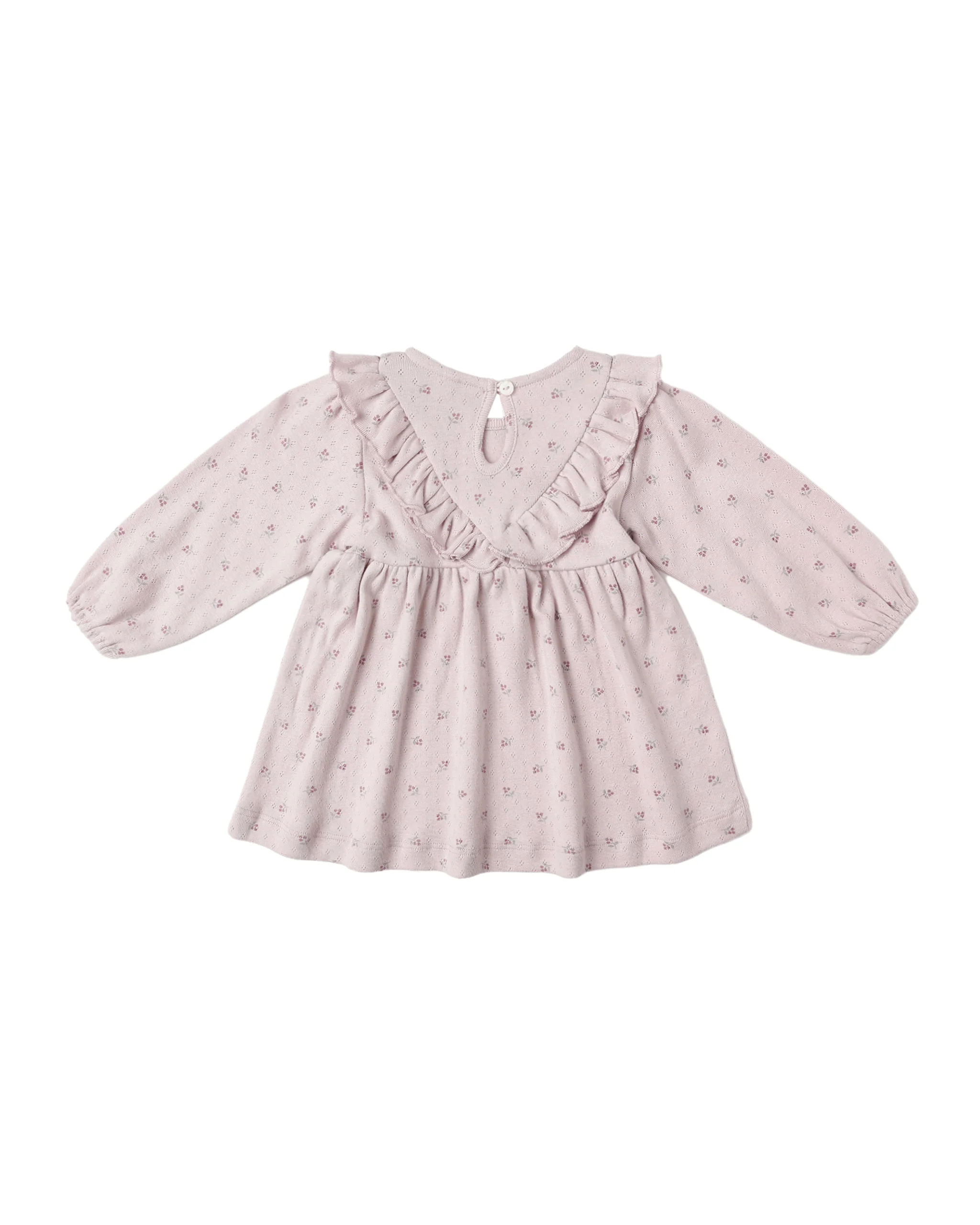 Lilac Ditsy Long Sleeve Ruffle V Dress - Image 2