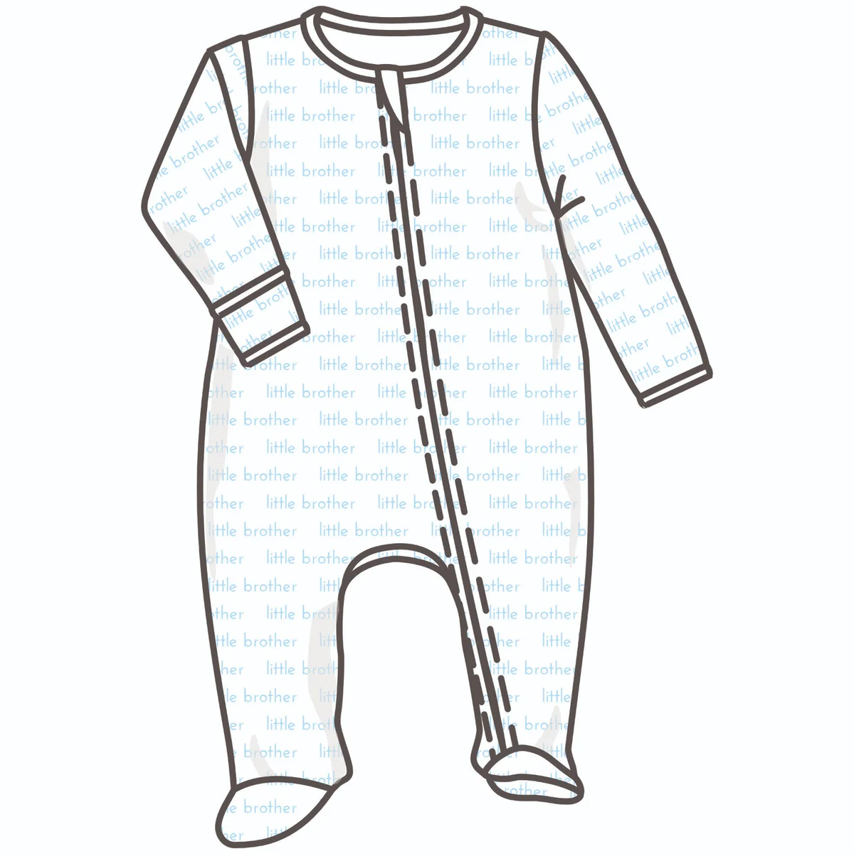Magnolia Baby - Little Brother Print Zip Footie