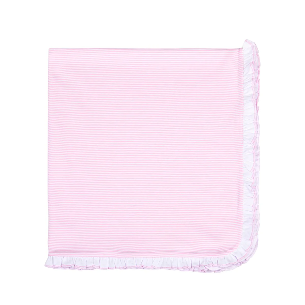 Magnolia Baby - Mini Stripes Pink Ruffle Receiving Blanket