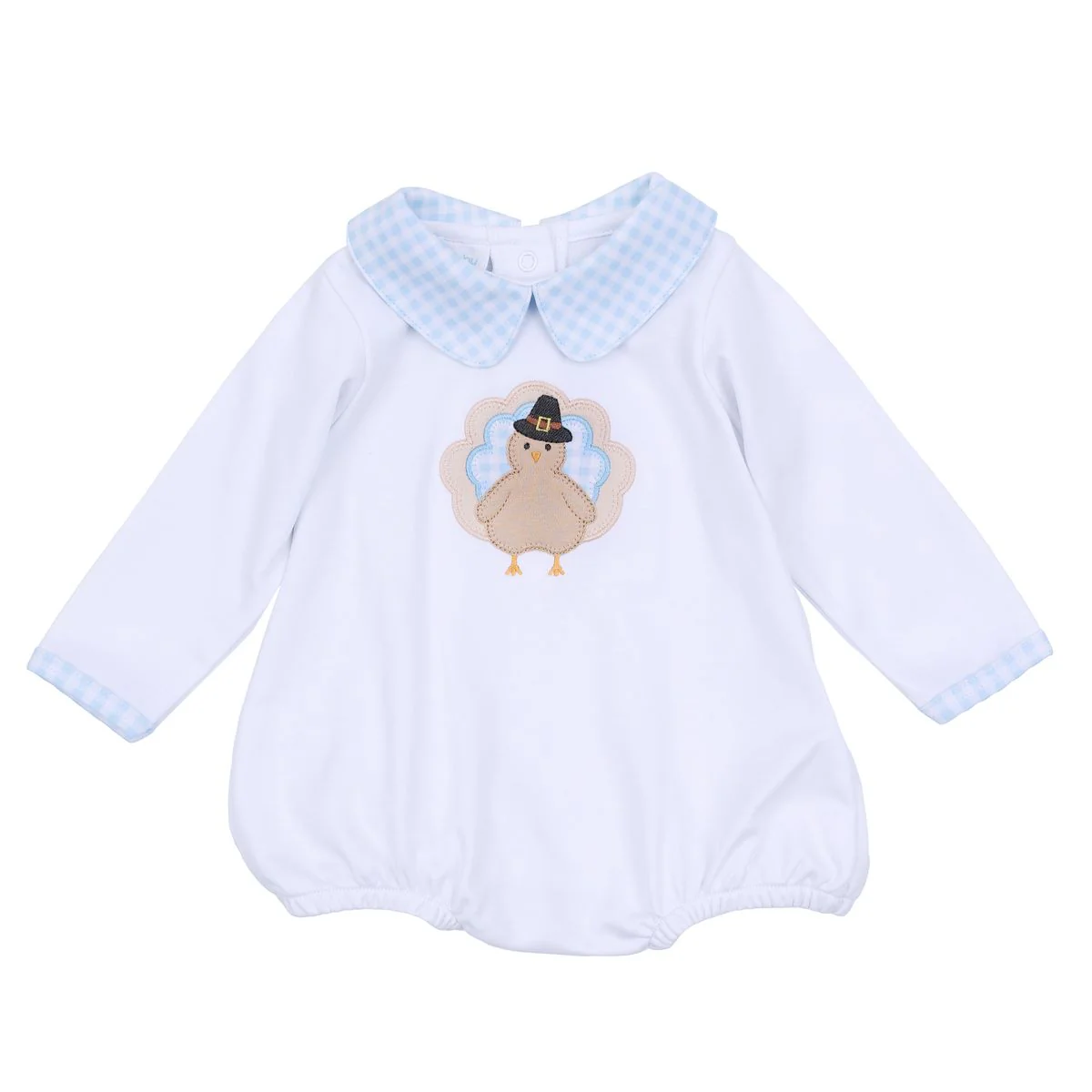 Magnolia Baby - Pilgrim Pals Applique Light Blue Collared L/S Boy Bubble
