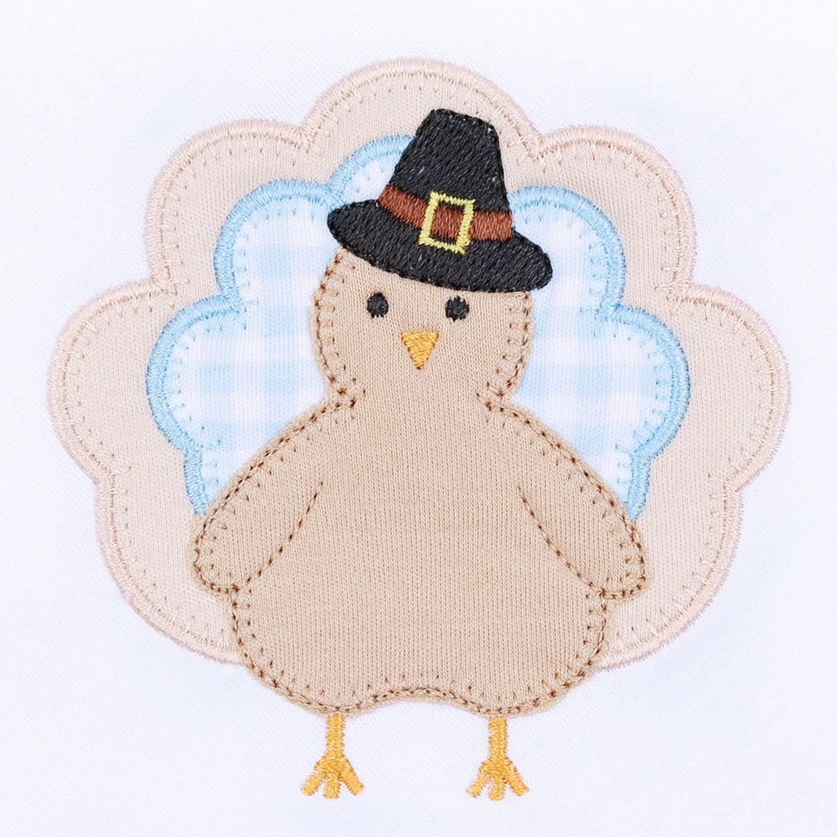 Magnolia Baby - Pilgrim Pals Applique Light Blue Collared L/S Boy Bubble - Image 2