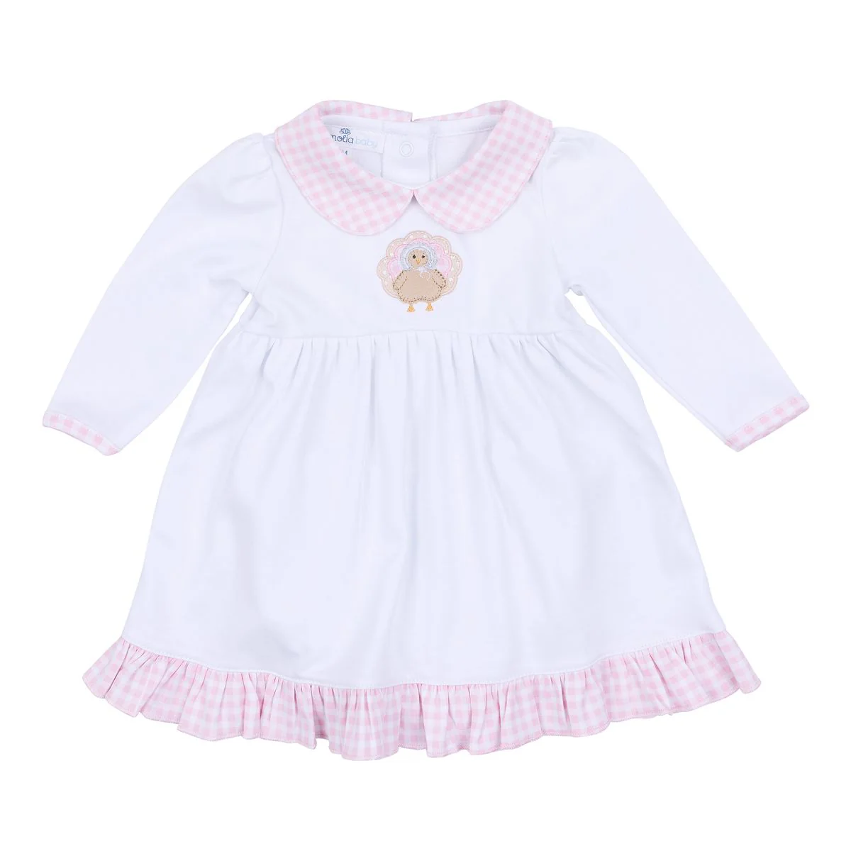 Magnolia Baby - Pilgrim Pals Applique Pink Collared L/S Dress Set