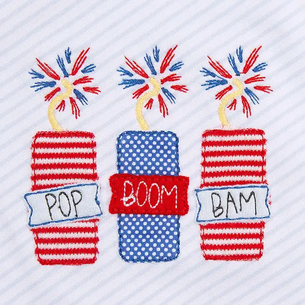 Magnolia Baby - Pop!Boom!Bam! Applique Red S/less Boy Bubble - Image 2