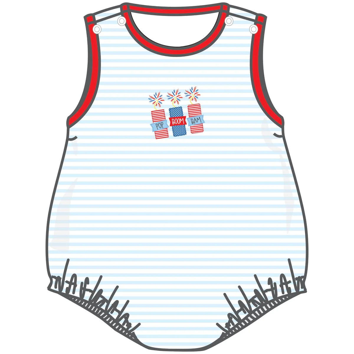 Magnolia Baby - Pop!Boom!Bam! Applique Red S/less Boy Bubble - Image 3
