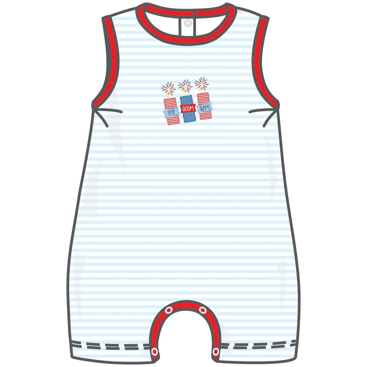 Magnolia Baby - Pop!Boom!Bam! Applique Red S/less Short Playsuit - Image 3