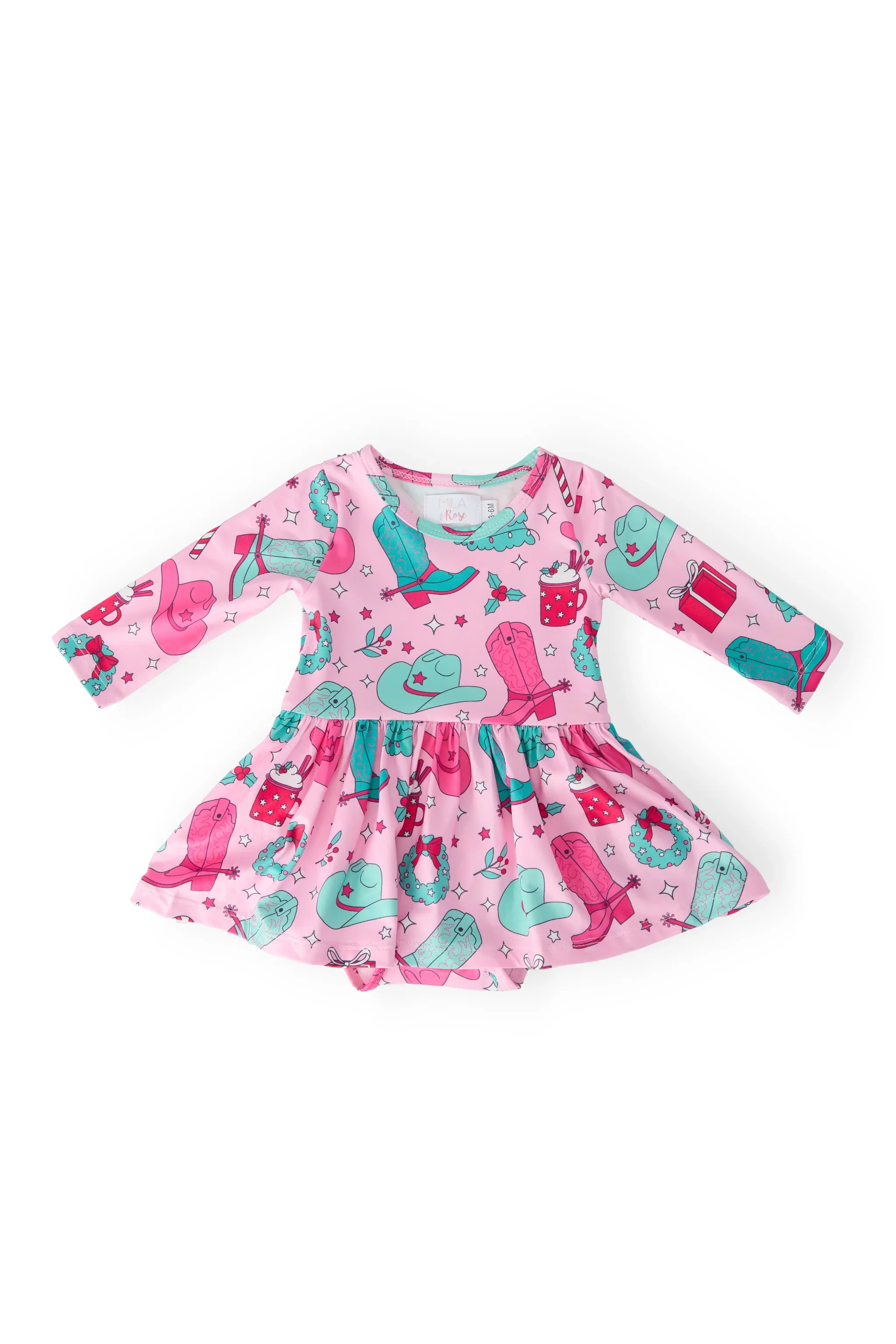 Mila & Rose - Christmas Cowgirl L/S Twirl Bodysuit