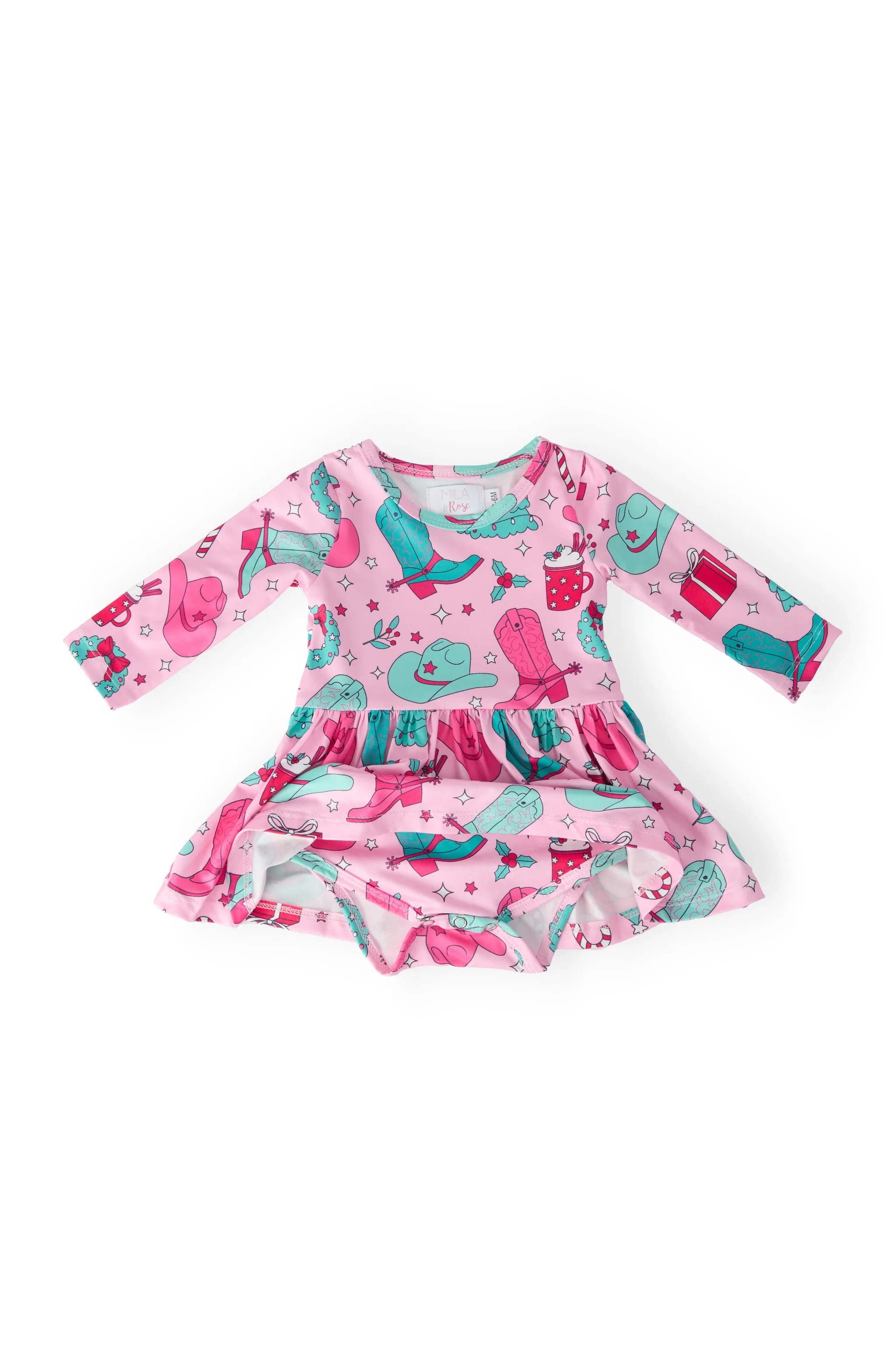 Mila & Rose - Christmas Cowgirl L/S Twirl Bodysuit - Image 2