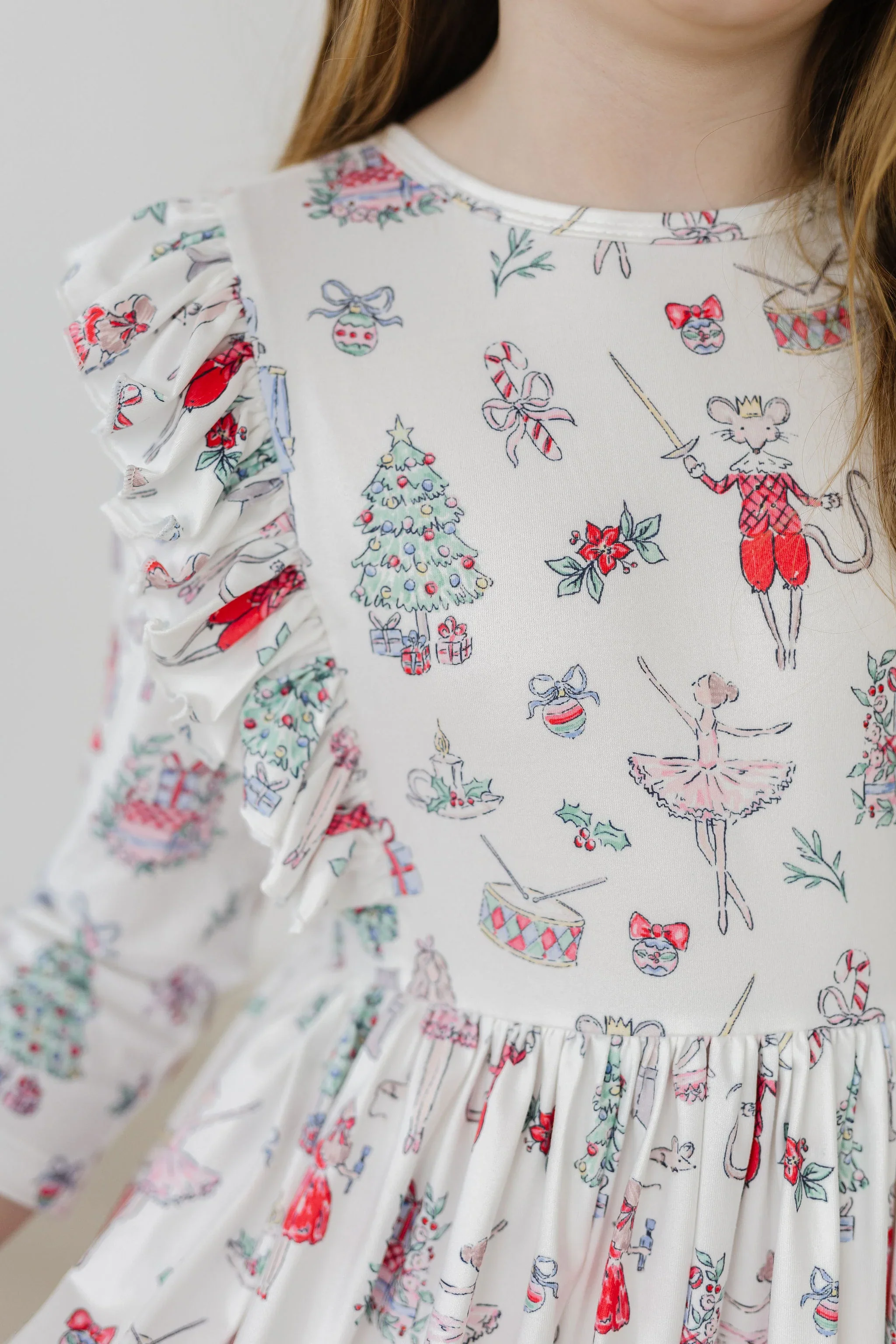 Mila & Rose - Clara's Christmas 3/4 Sleeve Ruffle Twirl Dress - Image 2