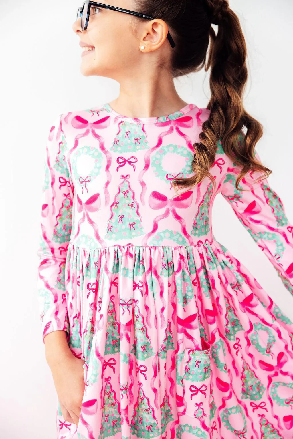 Mila & Rose - Jingle Bows L/S Pocket Twirl Dress - Image 2