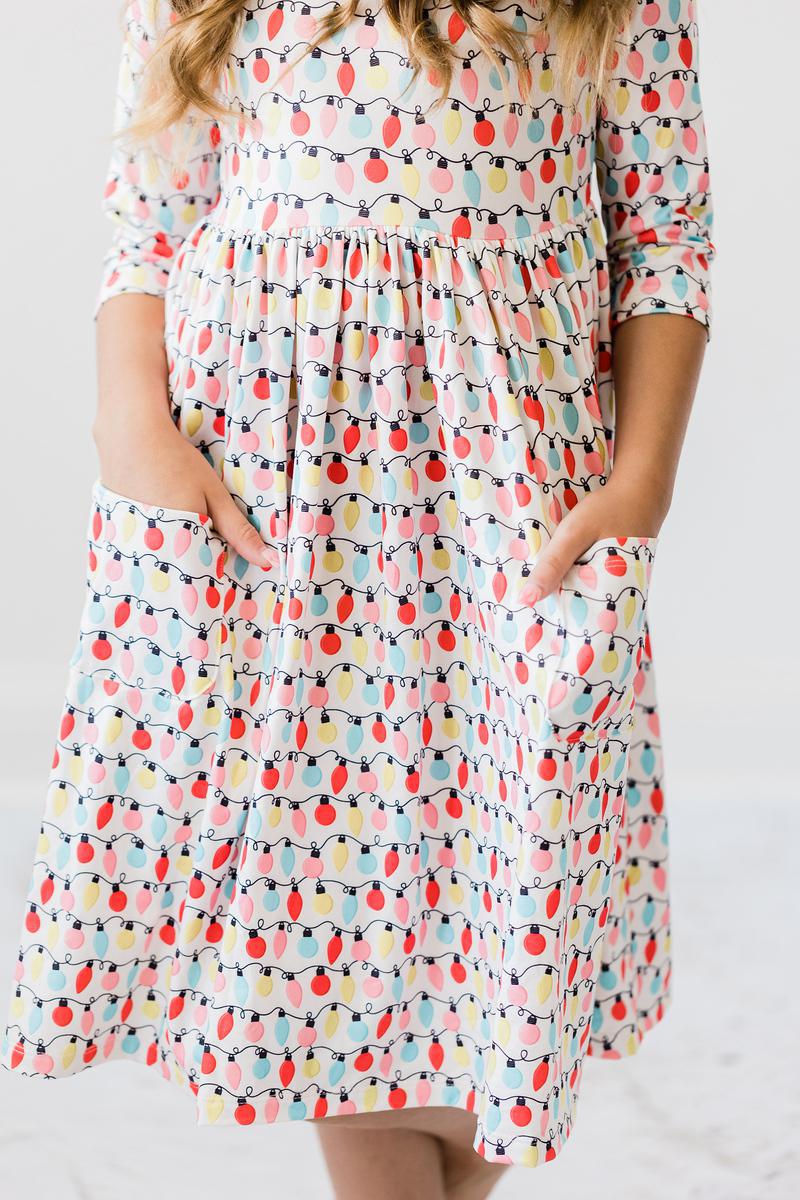 Mila & Rose - Merry & Bright 3/4 Sleeve Pocket Twirl Dress - Image 2
