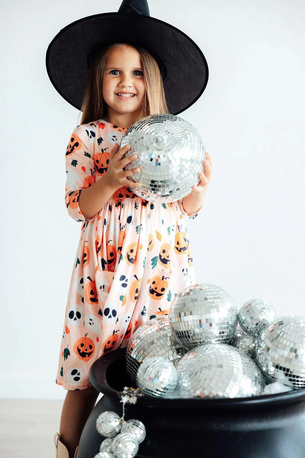 Mila & Rose - Pumpkin Peekaboo 3/4 Sleeve Pocket Twirl Dress - Image 2