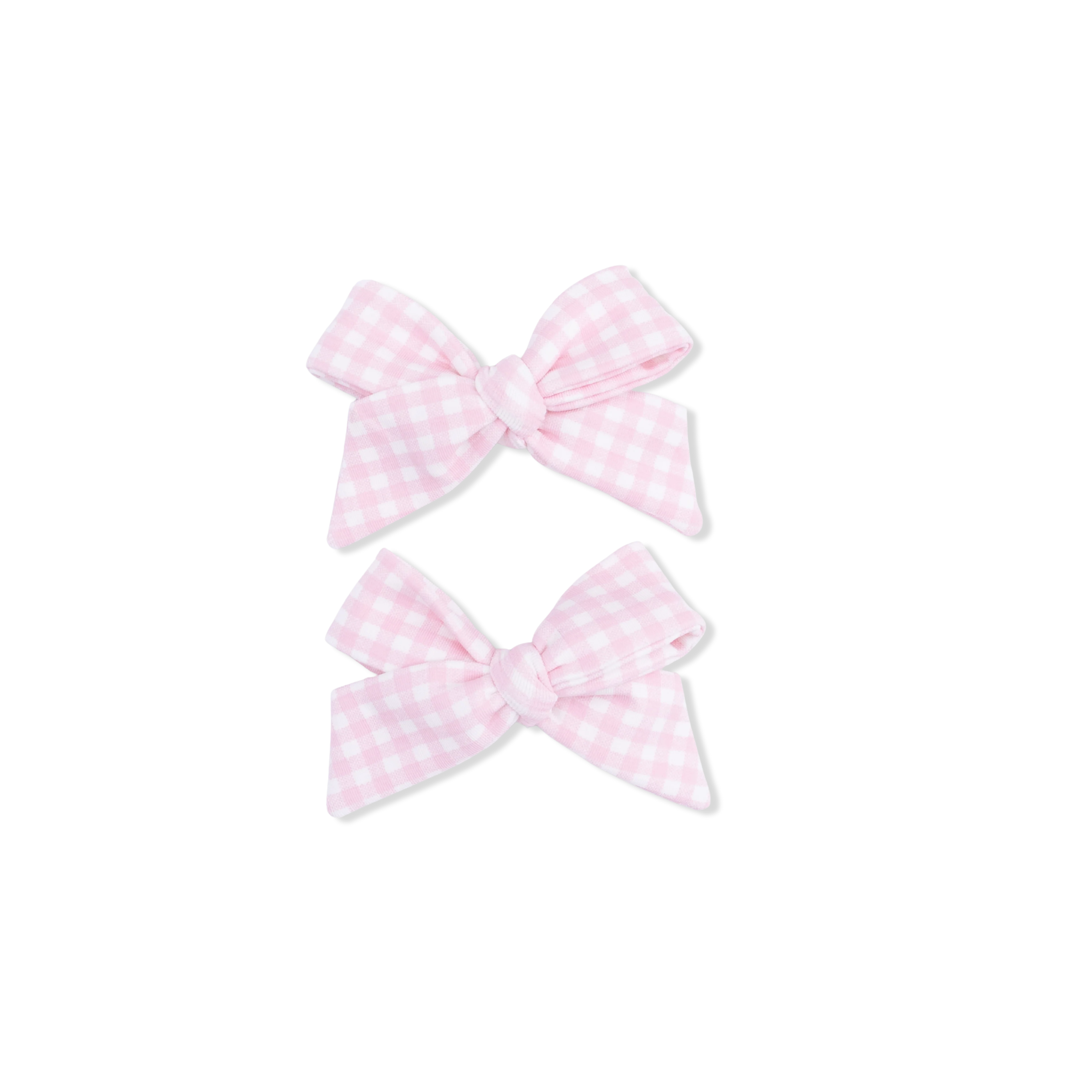 Mini Gingham Pink 2 Pack Bow Clips