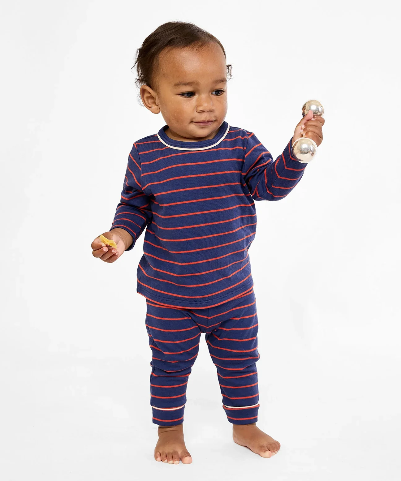 Navy Fine Stripe Edward Baby T-Shirt - Image 2