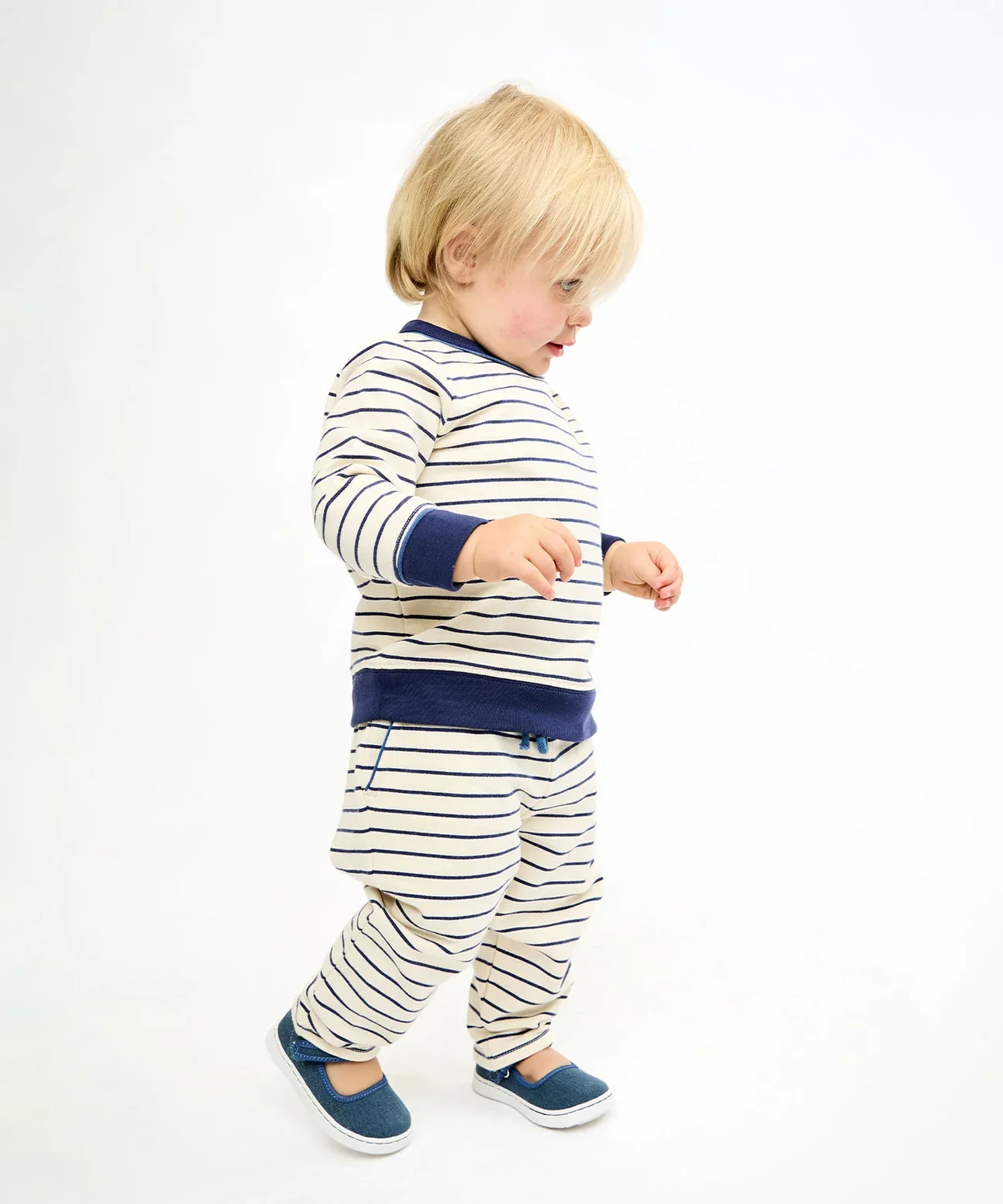 Navy French Stripe Chris Jogger - Image 2