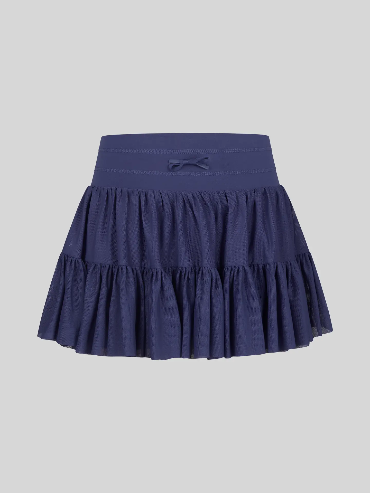 Navy Girls Mesh Double Tier Ruffle Skort with Inner Short