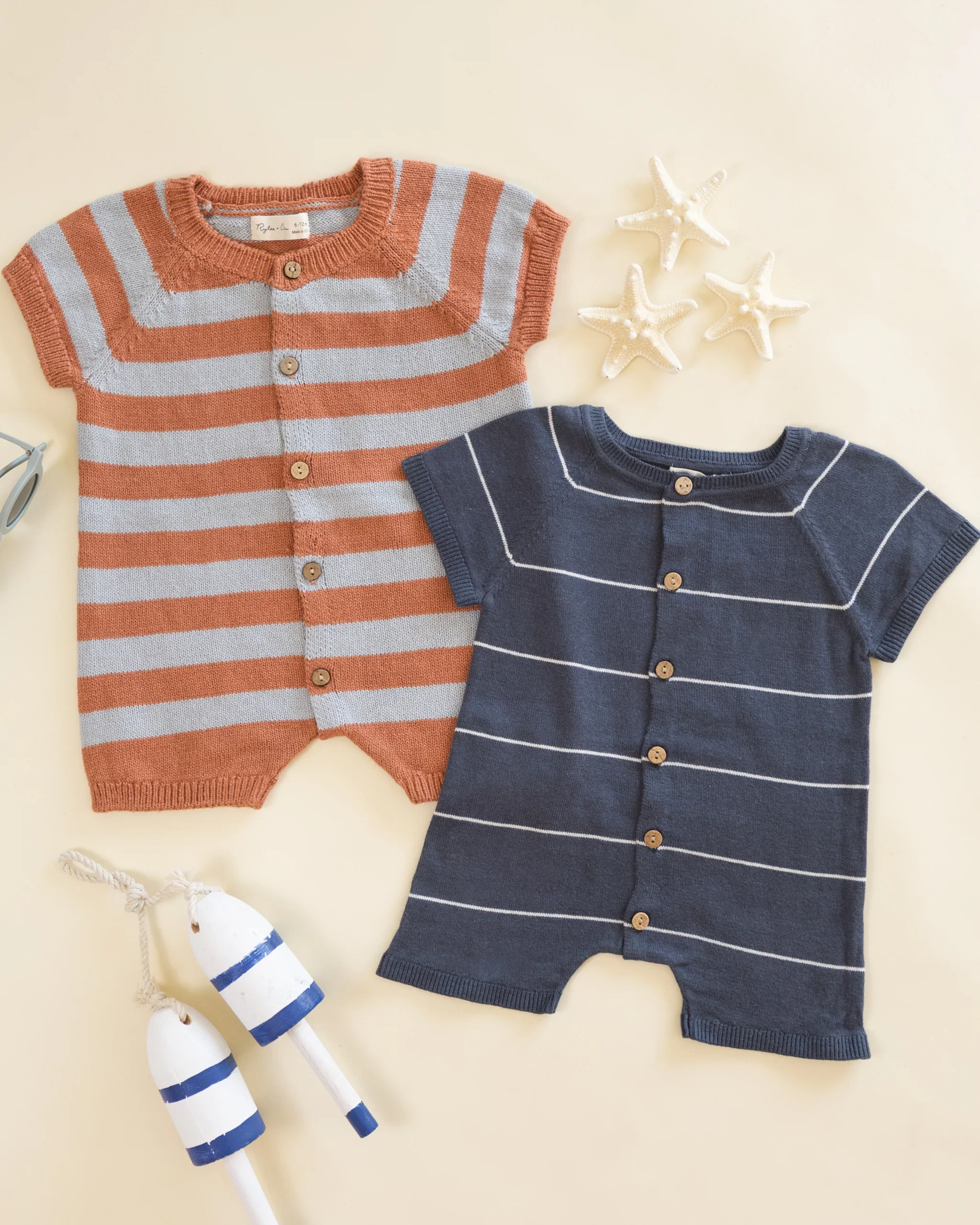 Navy Stripe Liam Knit Romper - Image 2