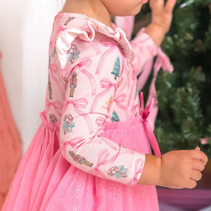 Nutcracker Trellis Christmas Long Sleeve Tutu Dress - Image 2