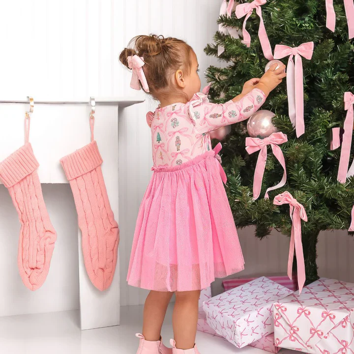 Nutcracker Trellis Christmas Long Sleeve Tutu Dress - Image 4