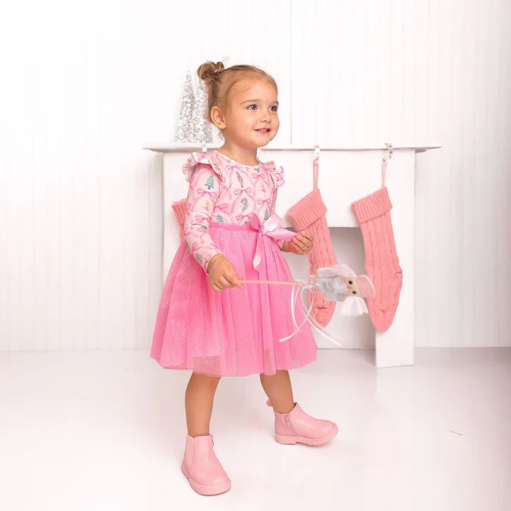 Nutcracker Trellis Christmas Long Sleeve Tutu Dress - Image 5