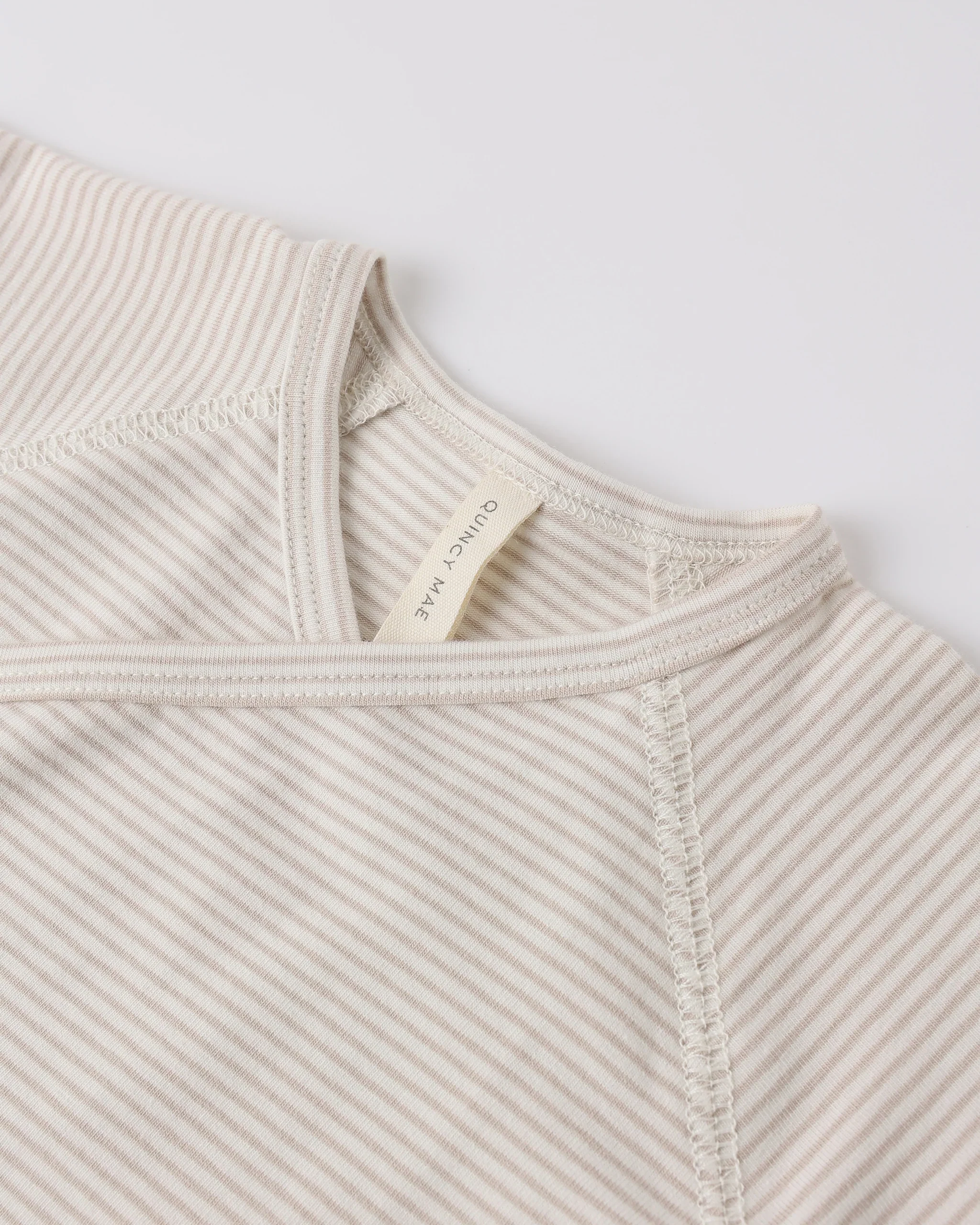 Oat Micro Stripe Wrap Top + Footed Pant Set - Image 2