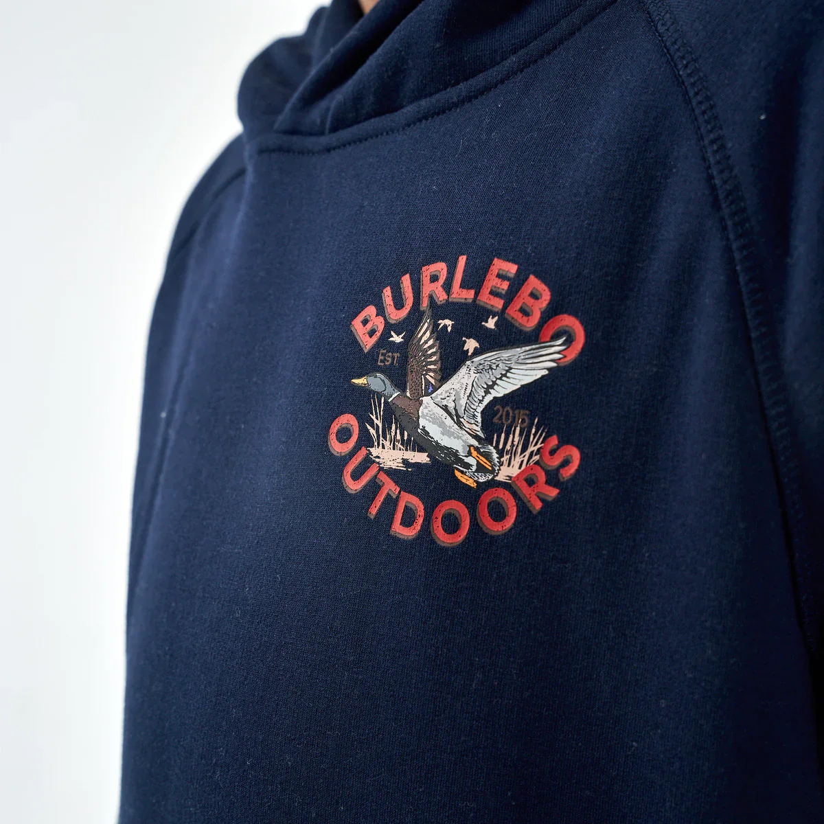 Old School Duck Hunt Navy Fleece Hoodie - Image 2