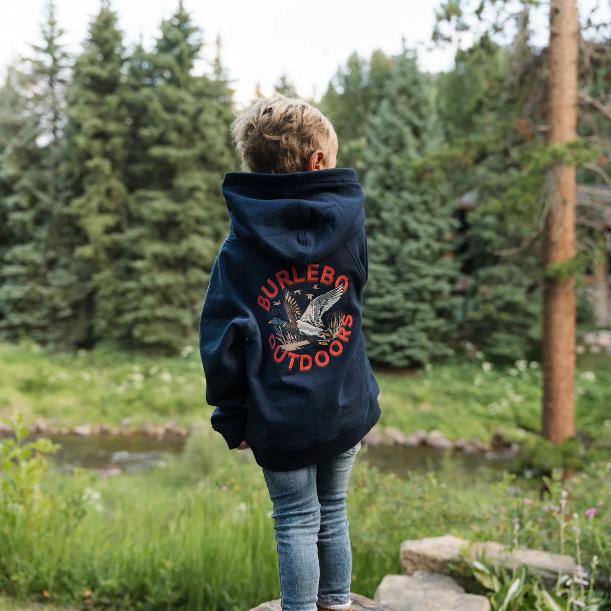 Old School Duck Hunt Navy Fleece Hoodie - Image 3