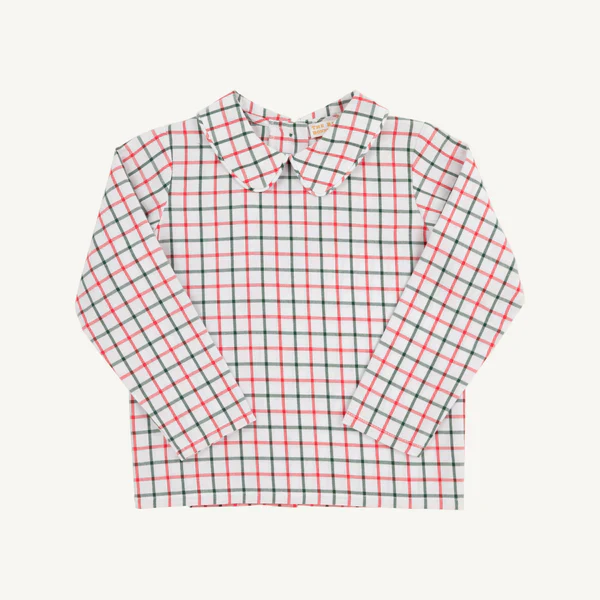 Old Town Tattersall LS Peter Pan Collar Shirt - Image 2