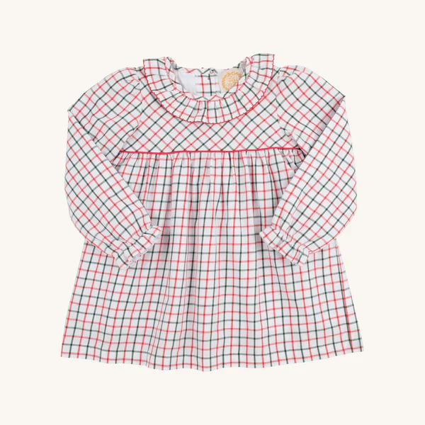 Old Town Tattersall/Richmond Red Long Sleeve Ramona Ruffle Dress