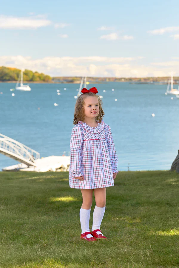 Old Town Tattersall/Richmond Red Long Sleeve Ramona Ruffle Dress - Image 2