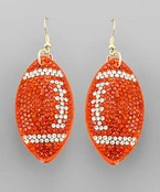 Orange & White Crystal Football Earrings