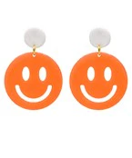 Orange & White Smiley Face Earring