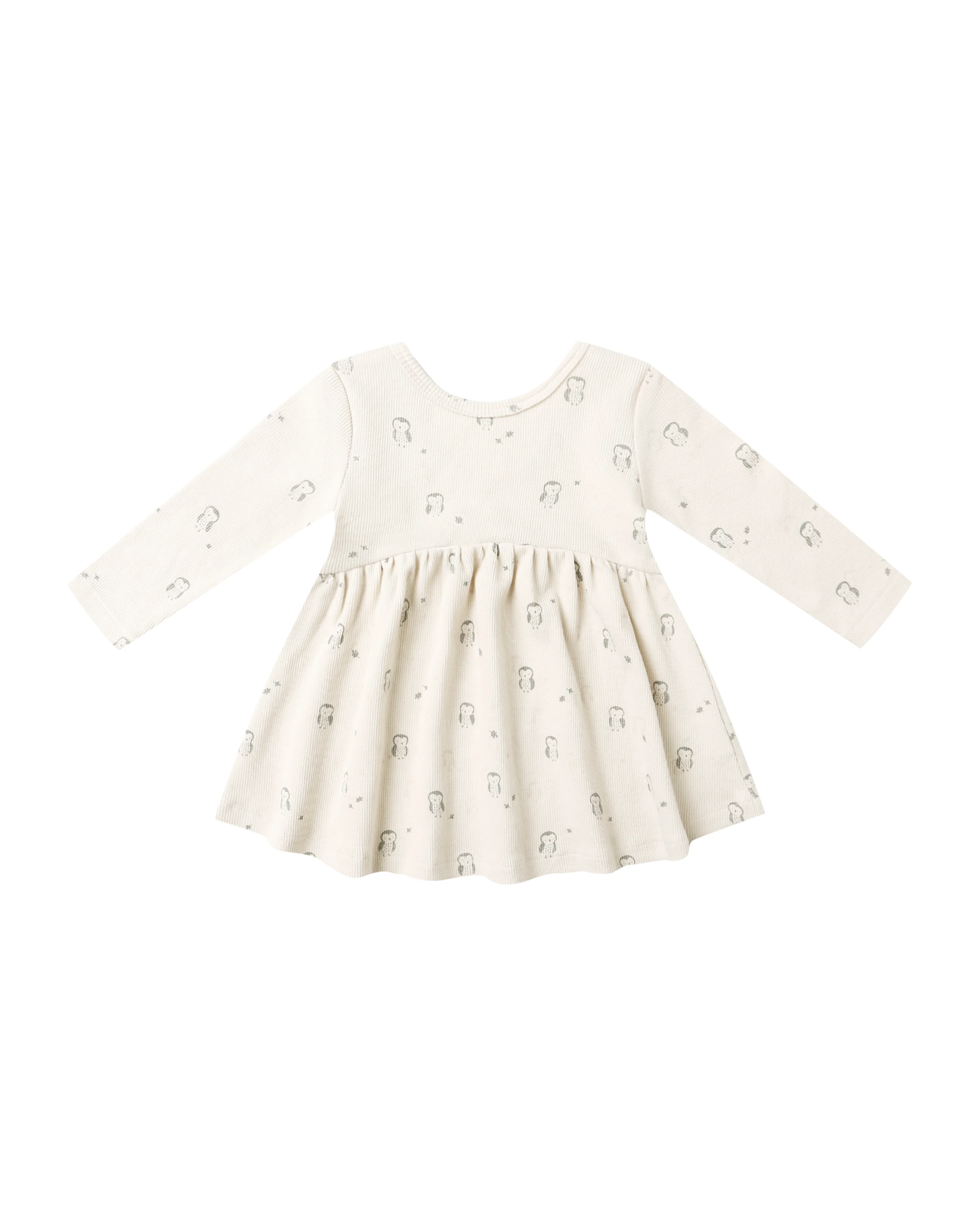 Owls Ribbed Longsleeve Dress